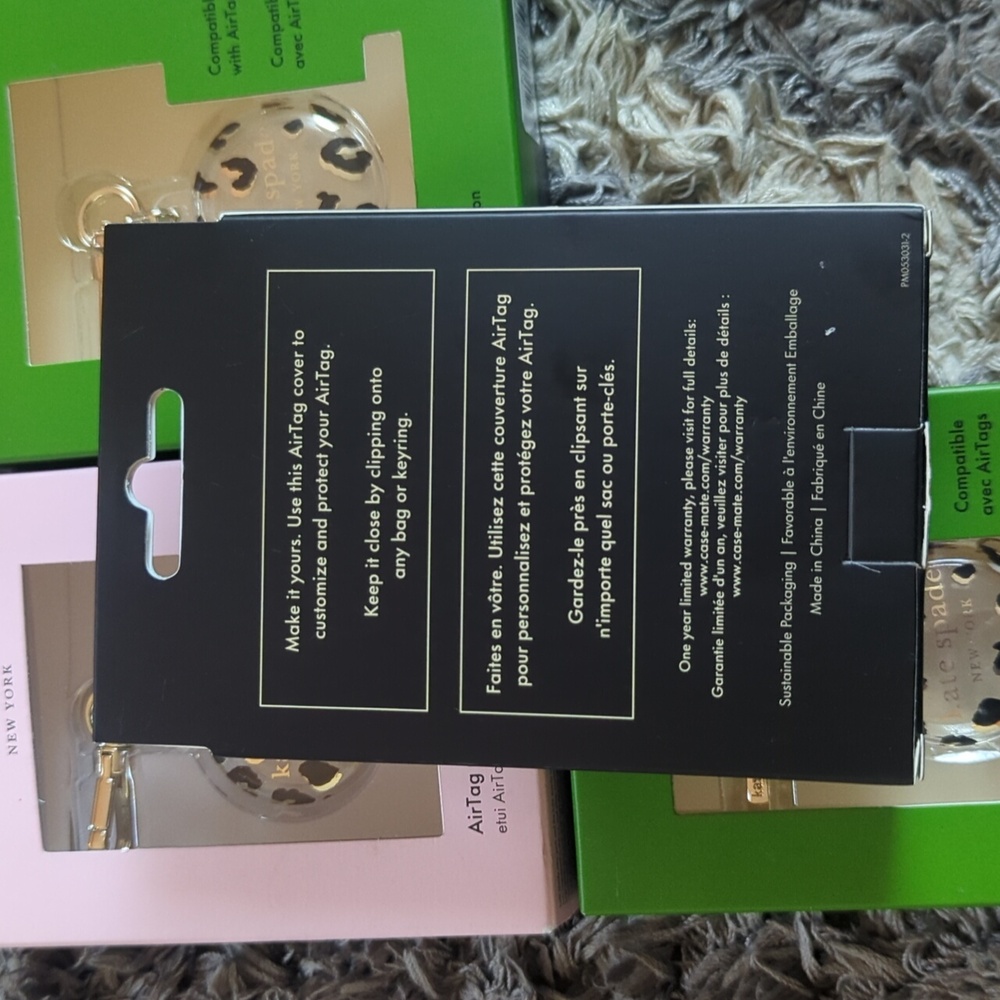Kate Spade New York AirTag Holder with Gold Ring Clip - City Leopard - Picture 8 of 8
